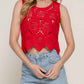 Active Basic - Women's Cotton Crochet Crop Tank Top