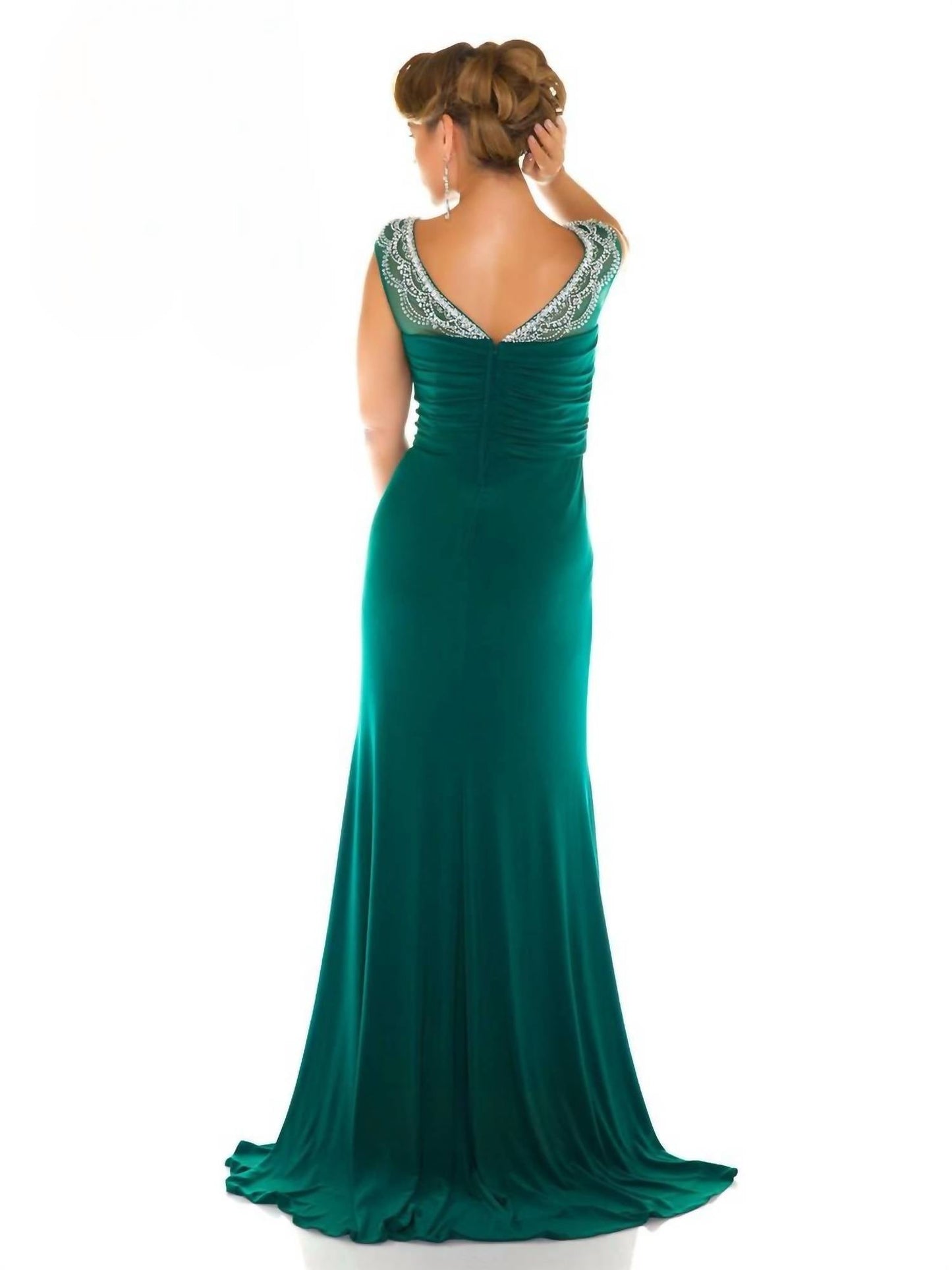 Mac Duggal - Illusion Neck Beaded Gown - Plus