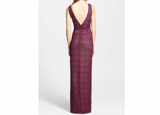 Alice + Olivia - Lace Overlay Front Slit Long Mermaid Dress