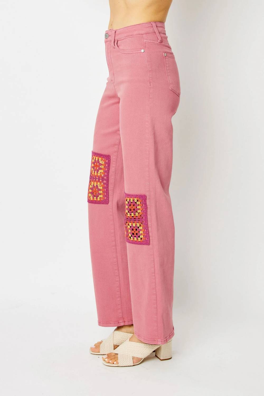 Judy Blue - Crochet Patch Garment Dyed Jeans