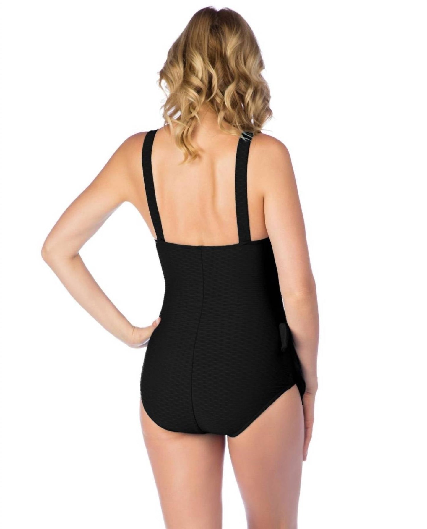 Maxine Of Hollywood - Textured Spa Shirred Front Girl Leg One Piece Swimsuit