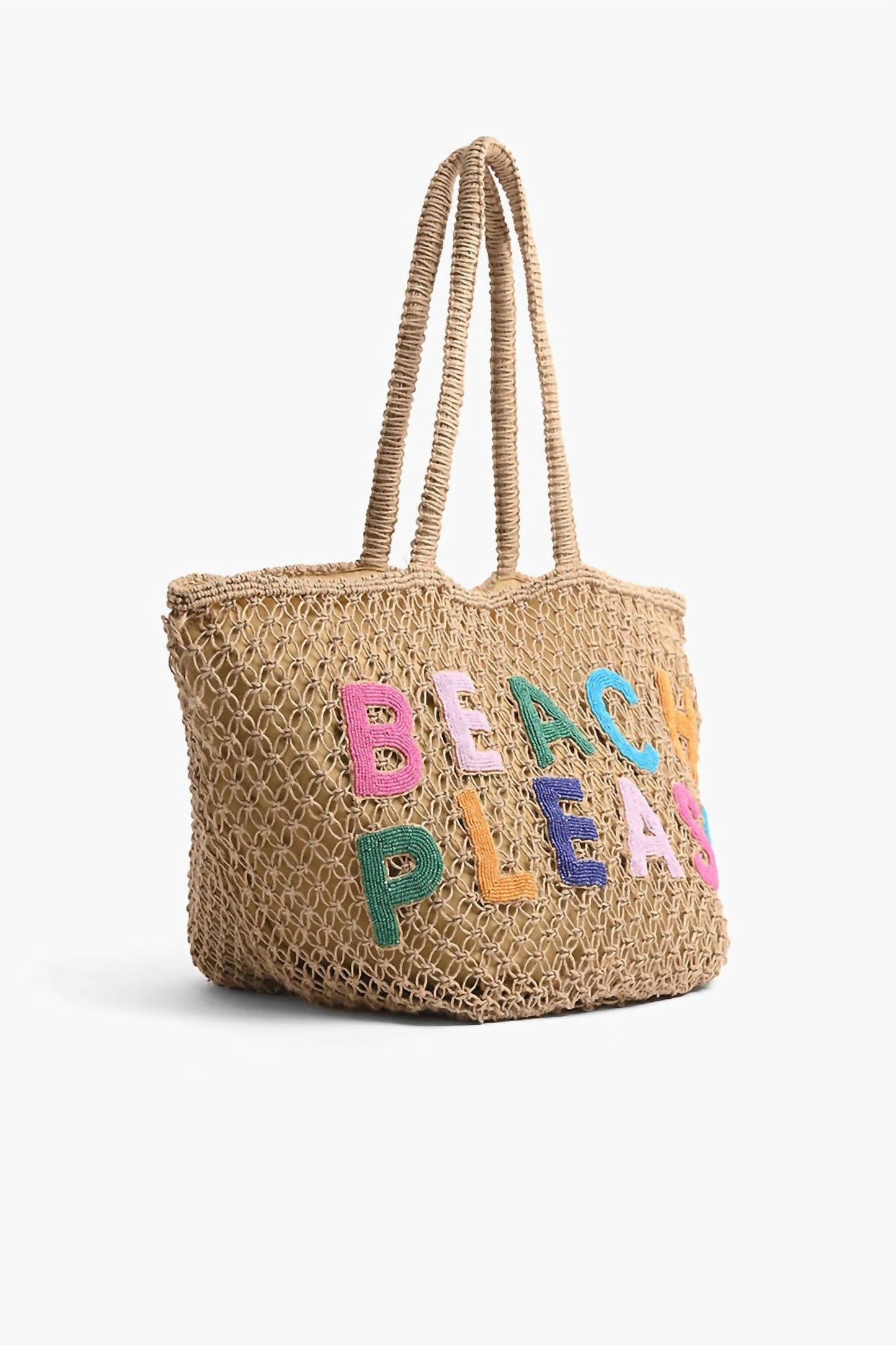 America & Beyond - Women's Beach Please Beaded Macrame Tote Bag