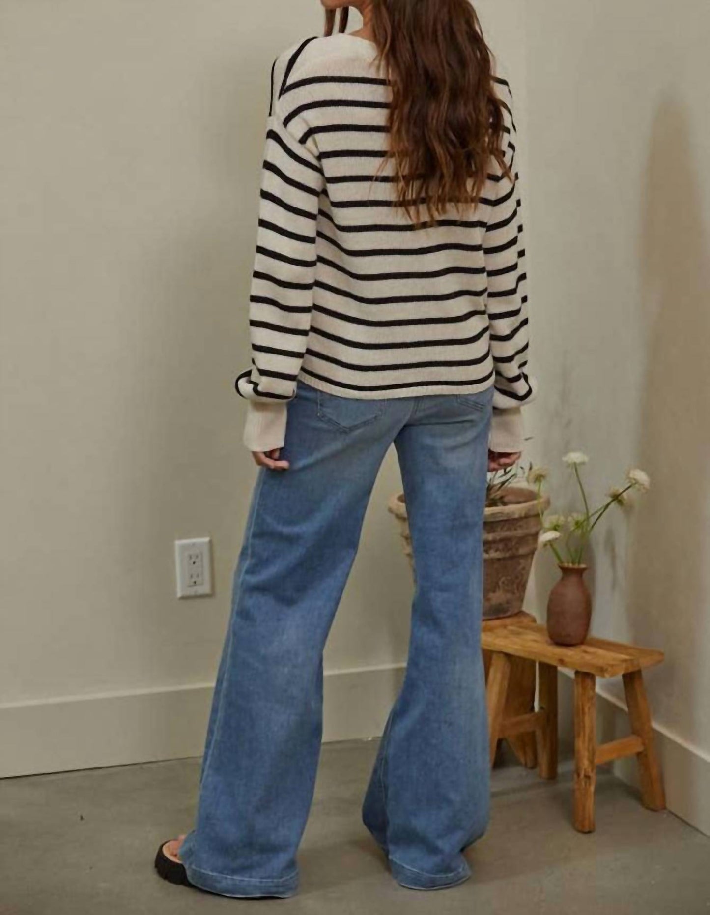 By Together - Knit Sweater Striped V-Neck Cardigan