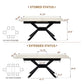 Rectangular Extendable Dining Table With Geometric X Frame, Kitchen Table For Dining Room - Beige
