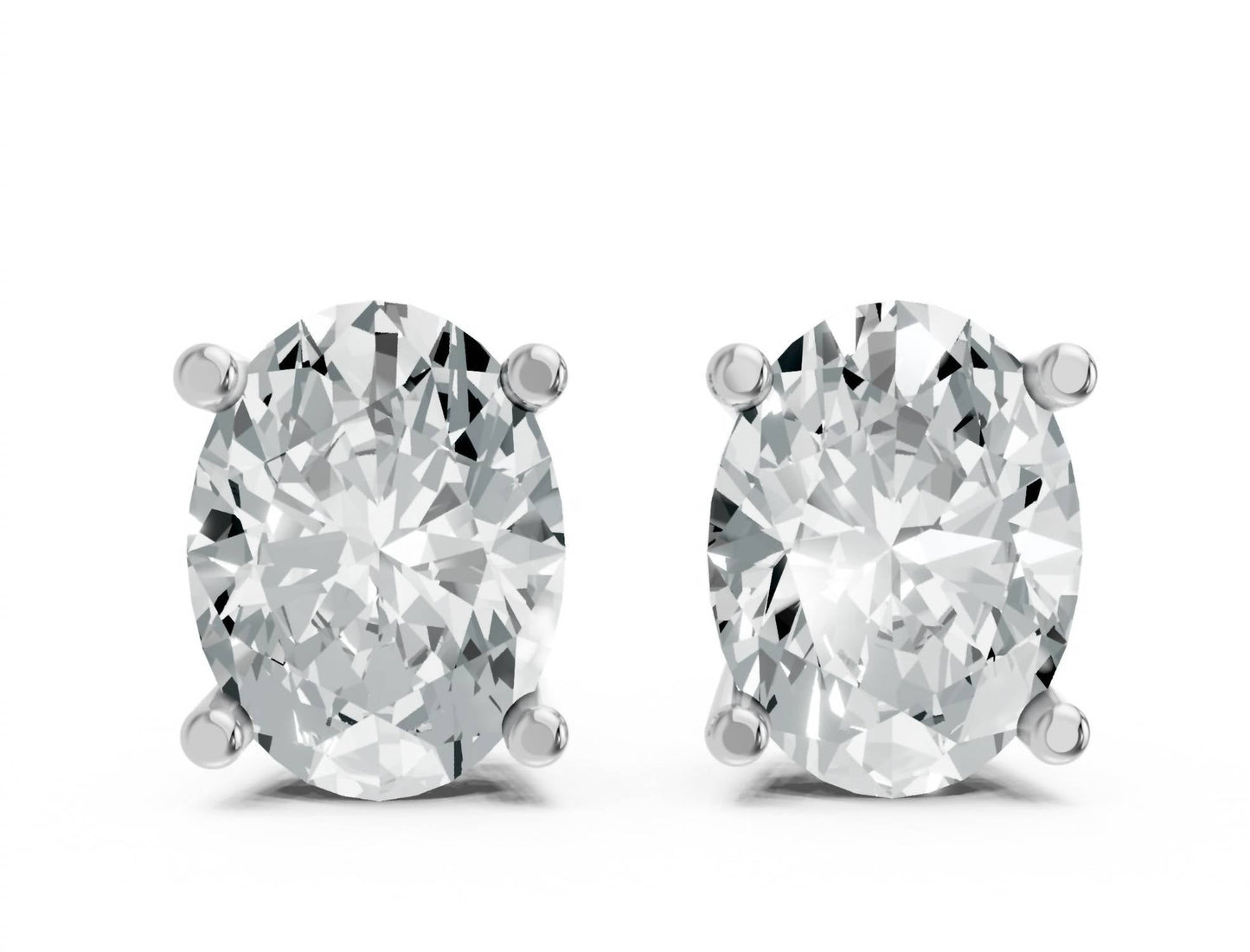 Aamiaa - Women's Oval Shape 4 Prong Push Back Studs