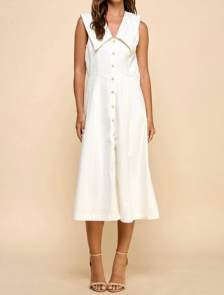 Tcec - V-neck Vintage Midi Dress