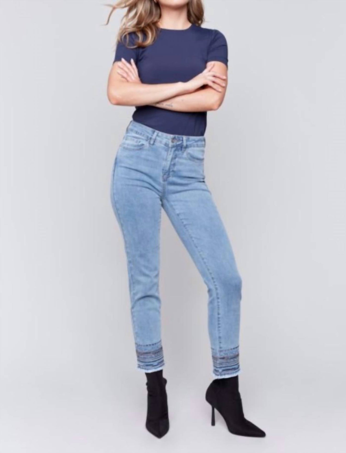 Charlie B - Embroidered Hem Jeans