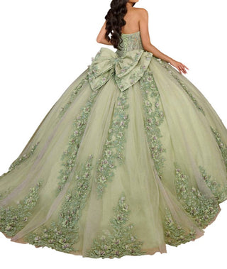 Rachel Allan - Applique Sheer Corset Quinceanera Dress
