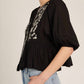 En Creme - Puff Sleeve Embroidered Top