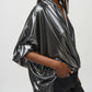Joseph Ribkoff - Metallic Foiled Chiffon Wrap Top