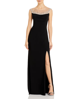 Adrianna Papell Women's Black Embellished Jersey Gown - Size 2