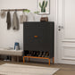 Grid Double Door Shoe Cabinet With Adjustable Compartments and Moisture-Proof Design
