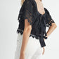 Mable - Square Neck Crochet Lace Top With Double Bow Tie