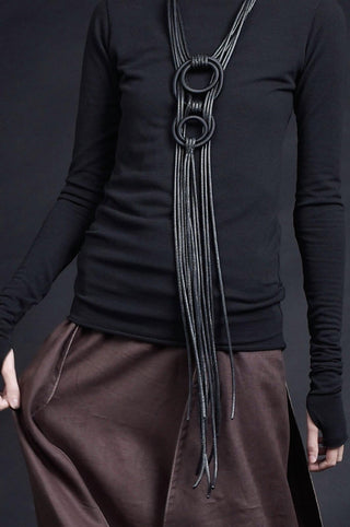 Aakasha - Women's Worn Two Ways Leather Necklace