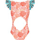 Lia Sahara - Women's Cut Out One Piece + Reversible Ruffles