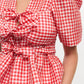 Ganni - Women's Crinkled Taffeta Check Tie Strap Blouse