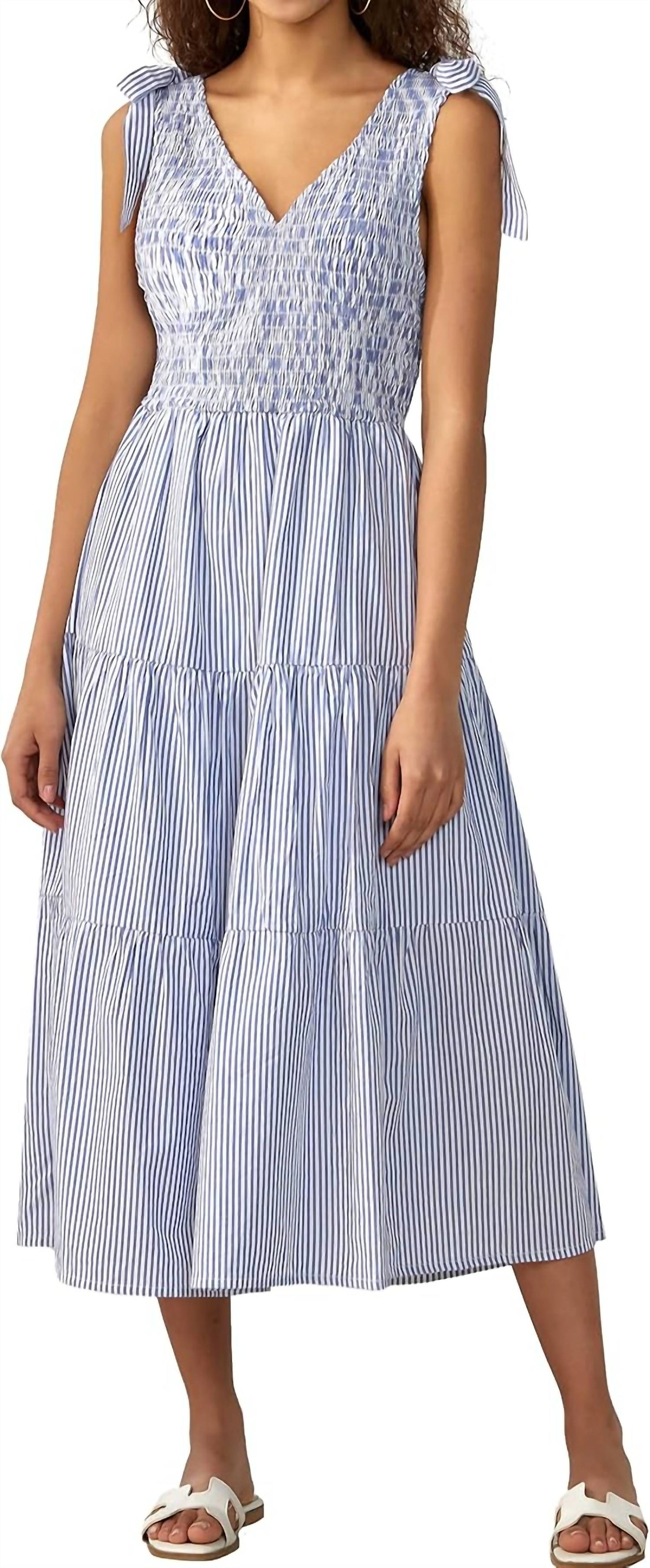 Noaboa - Smocked Tiered Ruffle Midi Dress