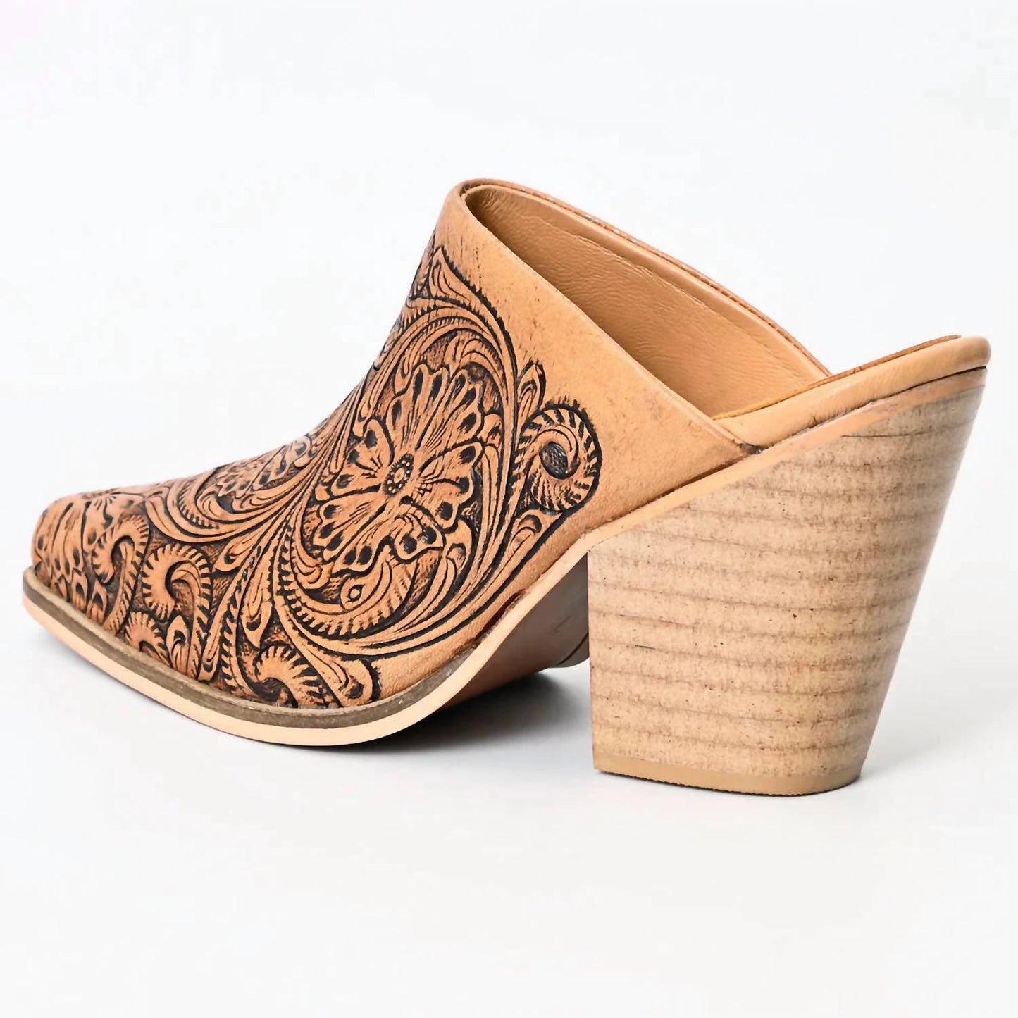 American Darling - Women's Floral Hand Curved Western Leather Sliper Loafer