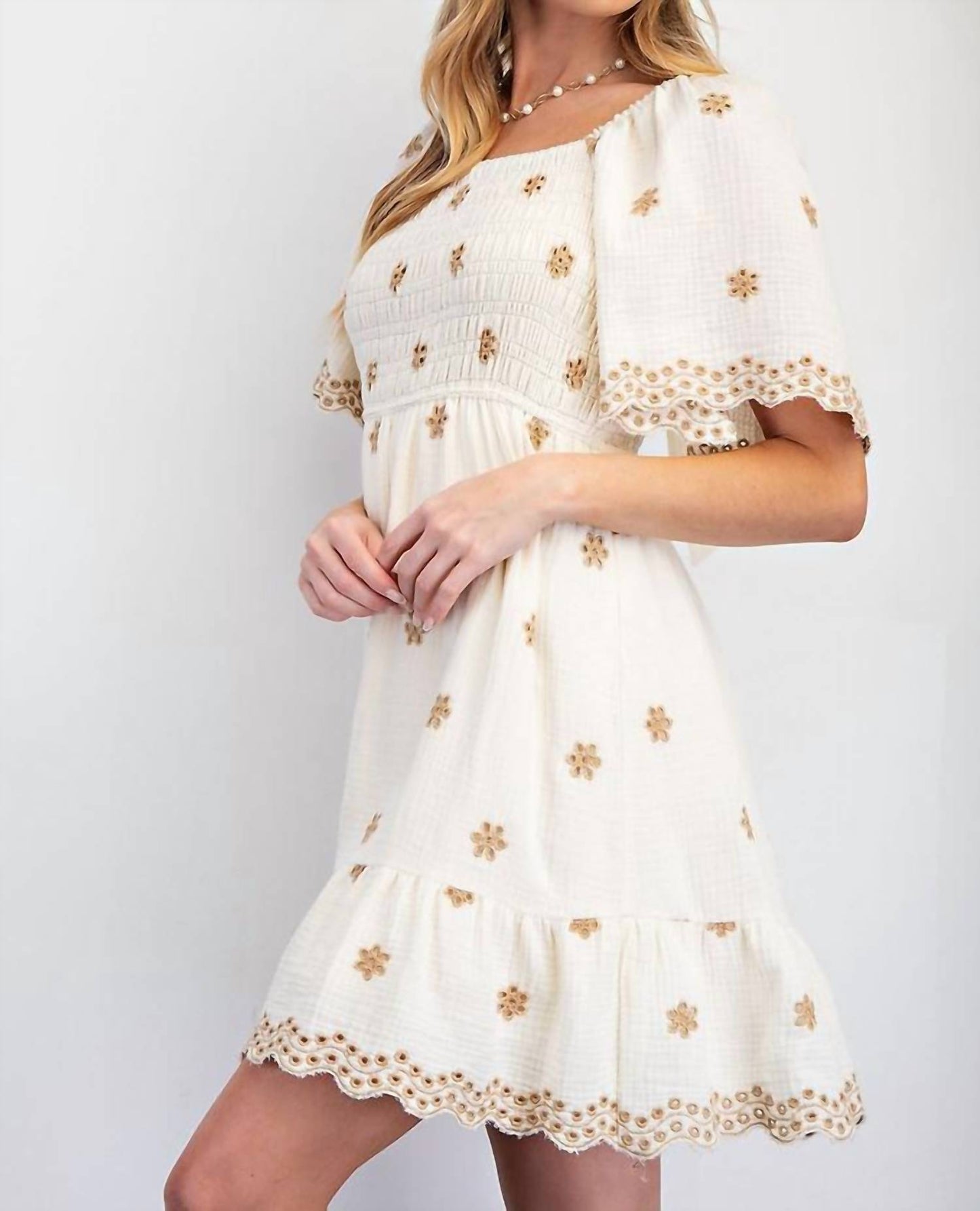 Easel - Floral Cottong Gauze Dress