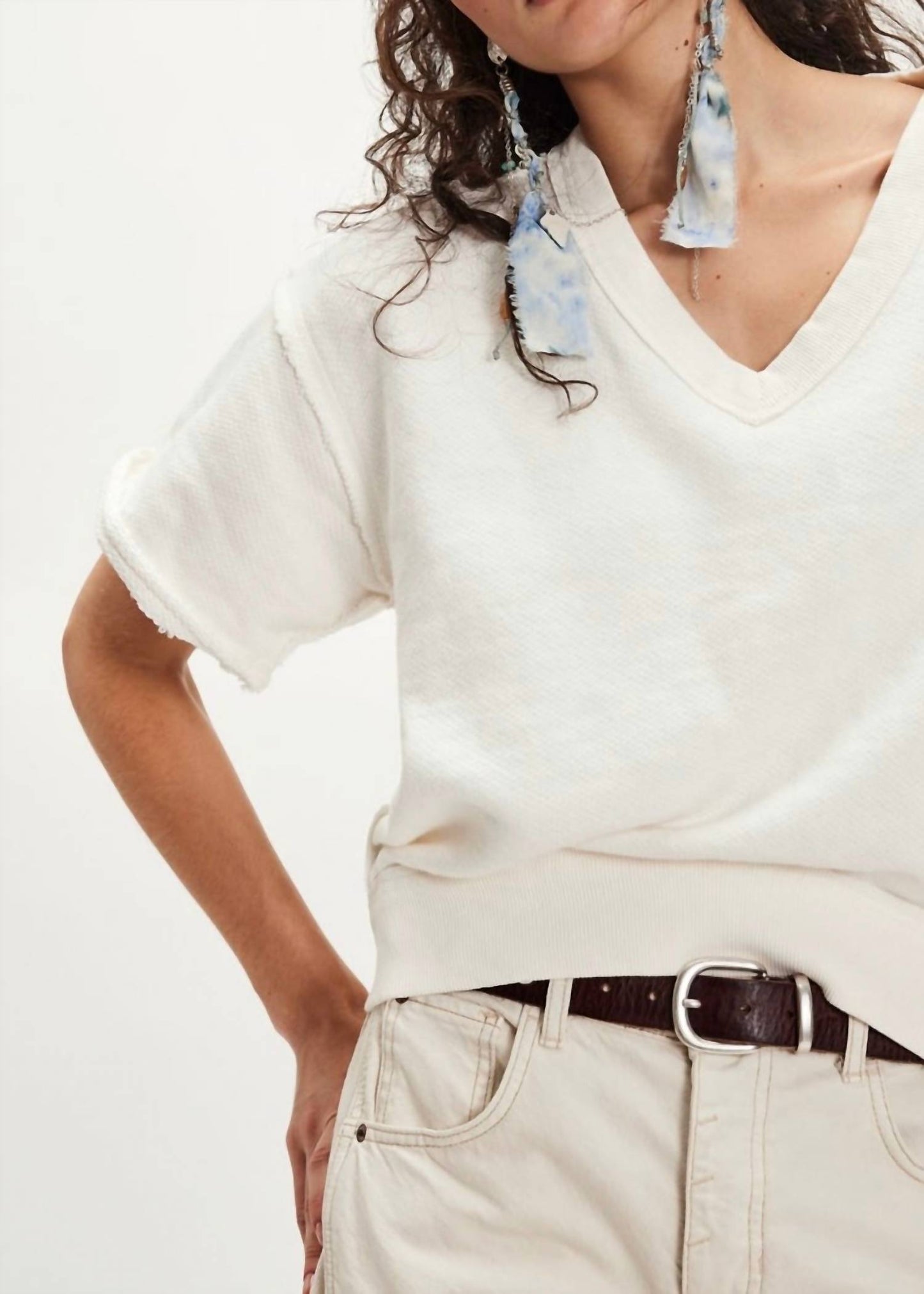 Free People - So Easy Short Sleeve V-neck Sweatshirt