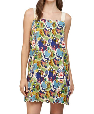 Fate - Linen Blend Scallop Edge Mini Dress