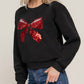 Active Usa - Sequin Bow Fleece Sweatshirt