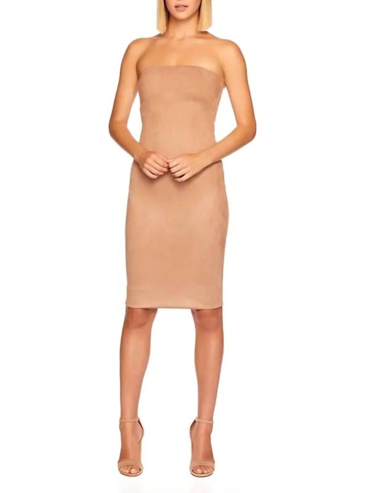 Susana Monaco - Women's Faux Suede Tube Strapless Midi Dress