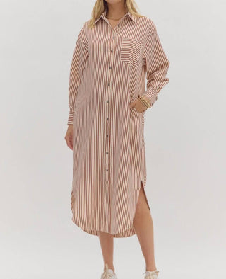 Entro - Stripe Midi Shirt Dress