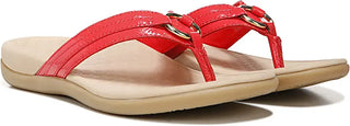 Vionic Women's Tide Aloe Toe Post Sandals Poppy Crinkle Patent Size 6 B(M) US