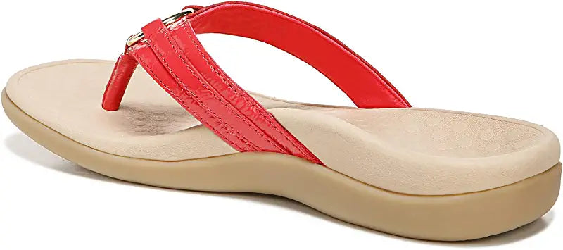 Vionic Women's Tide Aloe Toe Post Sandals Poppy Crinkle Patent Size 6 B(M) US