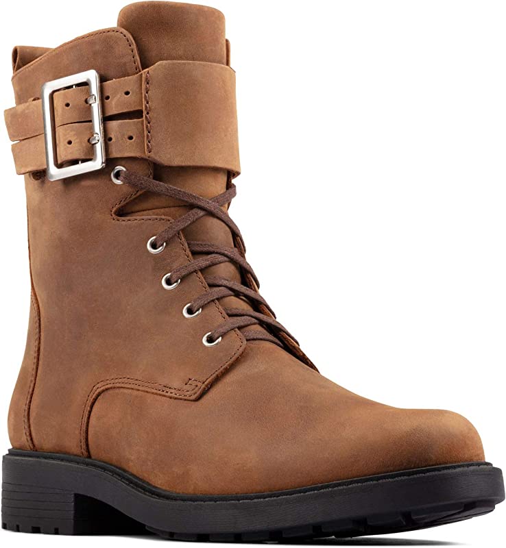 Clarks Women's Orinoco 2 Lace Leather Boots Brown Snuff