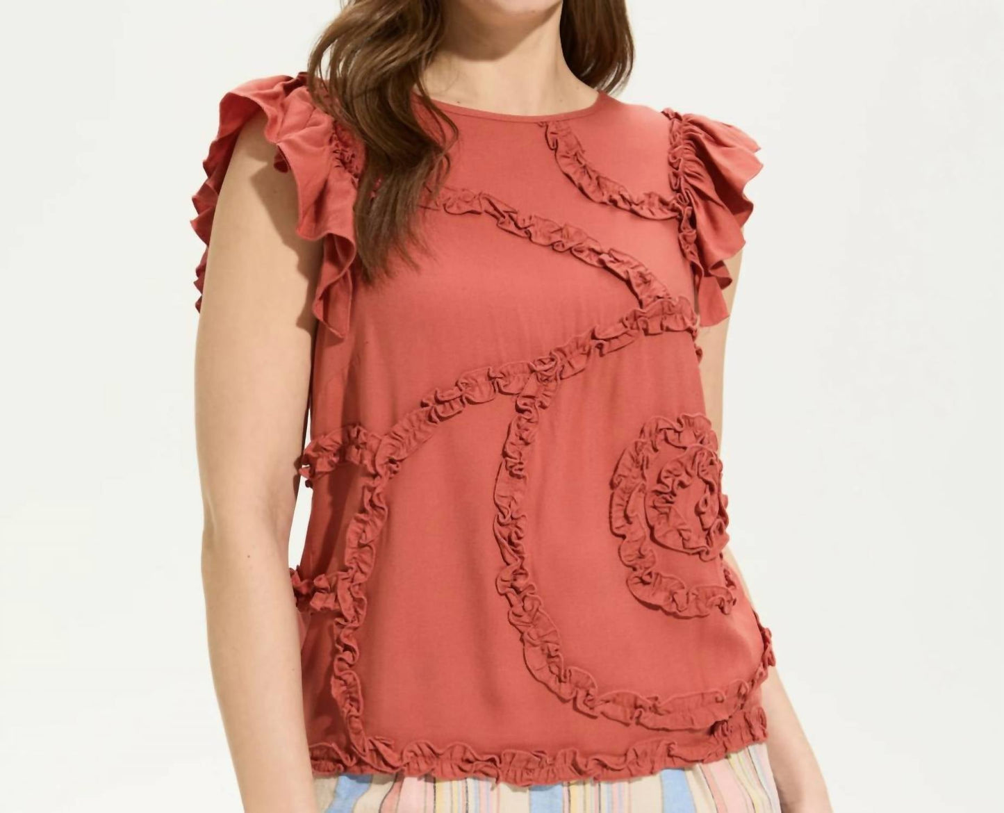 Fdj - Embelished Flutter Sleeve Top