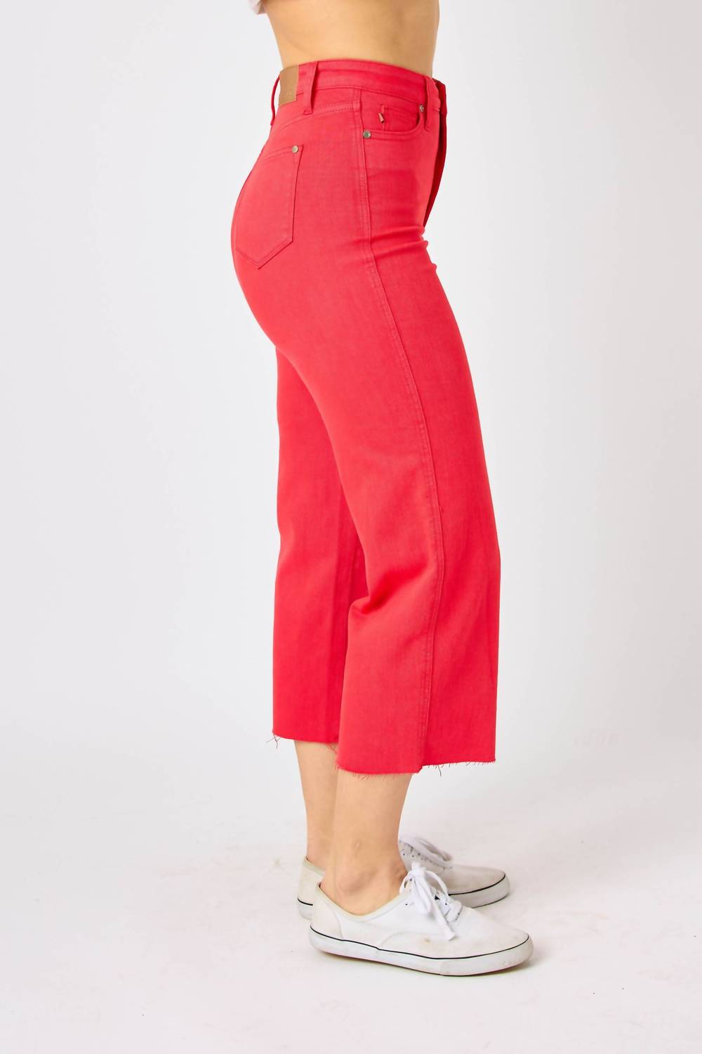Judy Blue - High Waist Garment Dyed Tummy Control Wide Leg Cropped Jeans