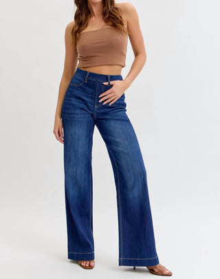 Cello - High Rise Pull-on Wide Leg Jeans