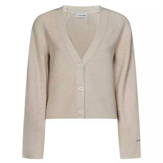 Calvin Klein - V Neck Cropped Wool Cardigan