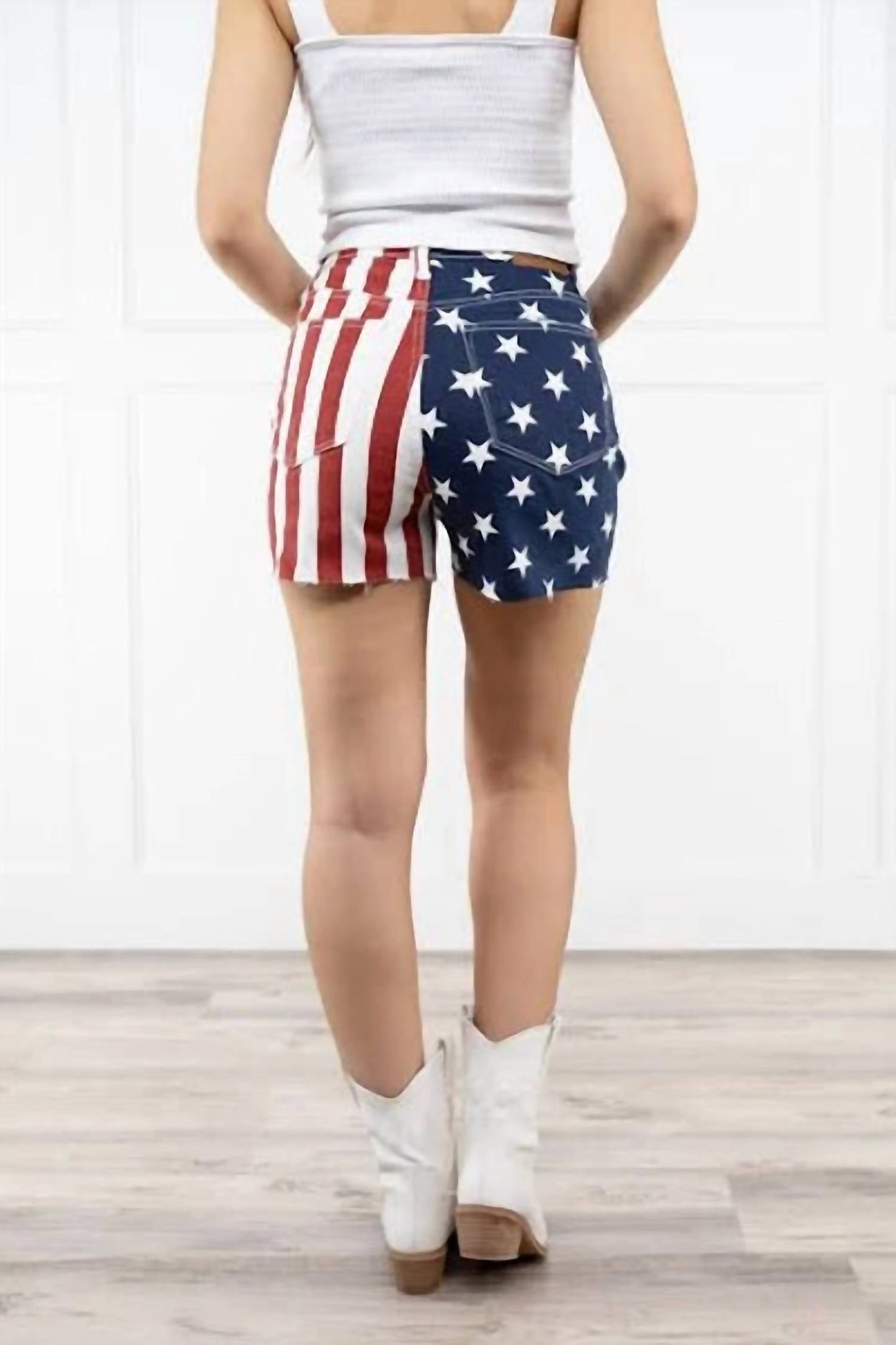Judy Blue - High Waist Americana Flag Fray Hem Shorts