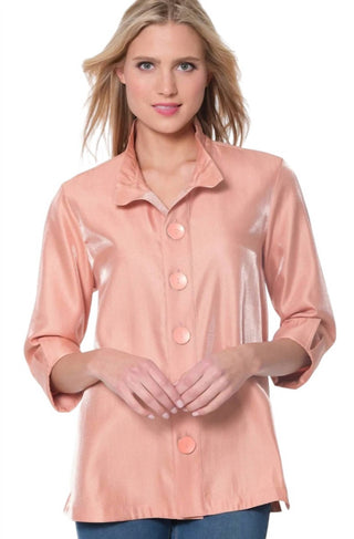 Multiples - 3/4 Sleeve Wire Collar Button Front Shirt