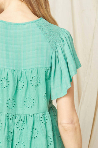 Entro - Flutter Sleeve Eyelet Top