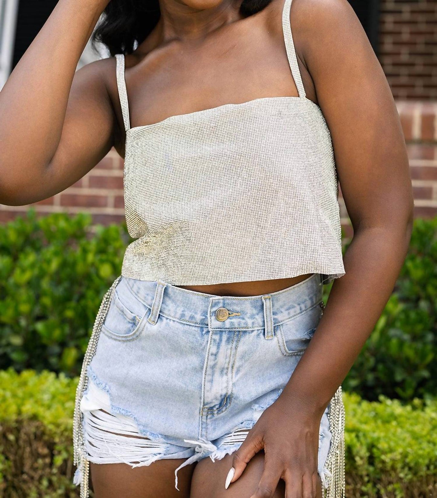 Buddylove - Girly Girl Rhinestone Crop Top