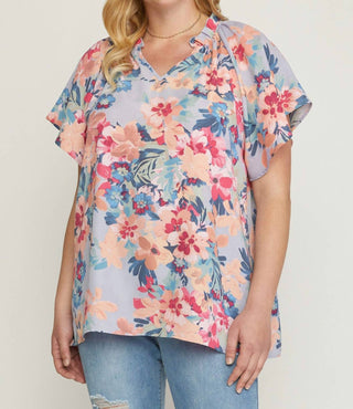 Entro - Floral Potter Sleeve Shirt