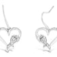 Sterling Silver Round Cut Diamond Heart Dangle Earrings (0.09 cttw, H-I Color, I1-I2 Clarity)