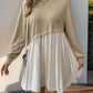 Perfee Contrast Round Neck Long Sleeve Mini Dress