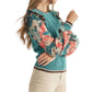 &Merci - Knit Sweater With Woven Floral Sleeves
