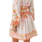 Main Strip - Mock Neck Floral Border Print Mini Dress