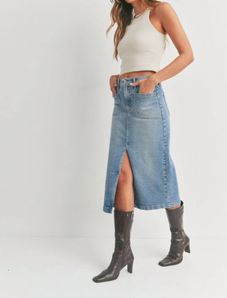 Just Black Denim - Goldie Utility Pocket Midi Skirt