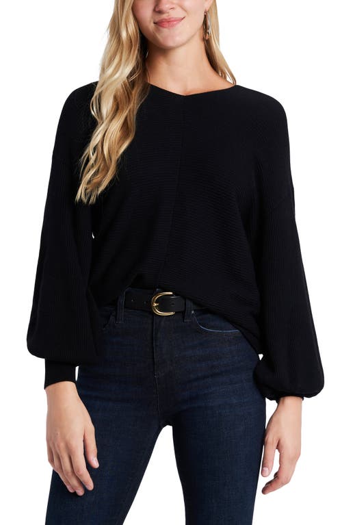 1.state Women's Rib-Knit Bubble Sleeve Long Sleeve Sweater