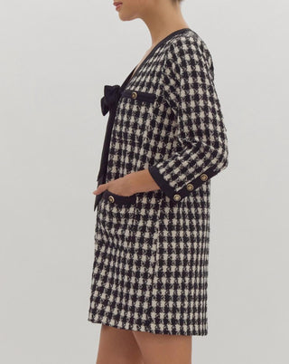 Entro - TWEED DRESS WITH SELF TIE