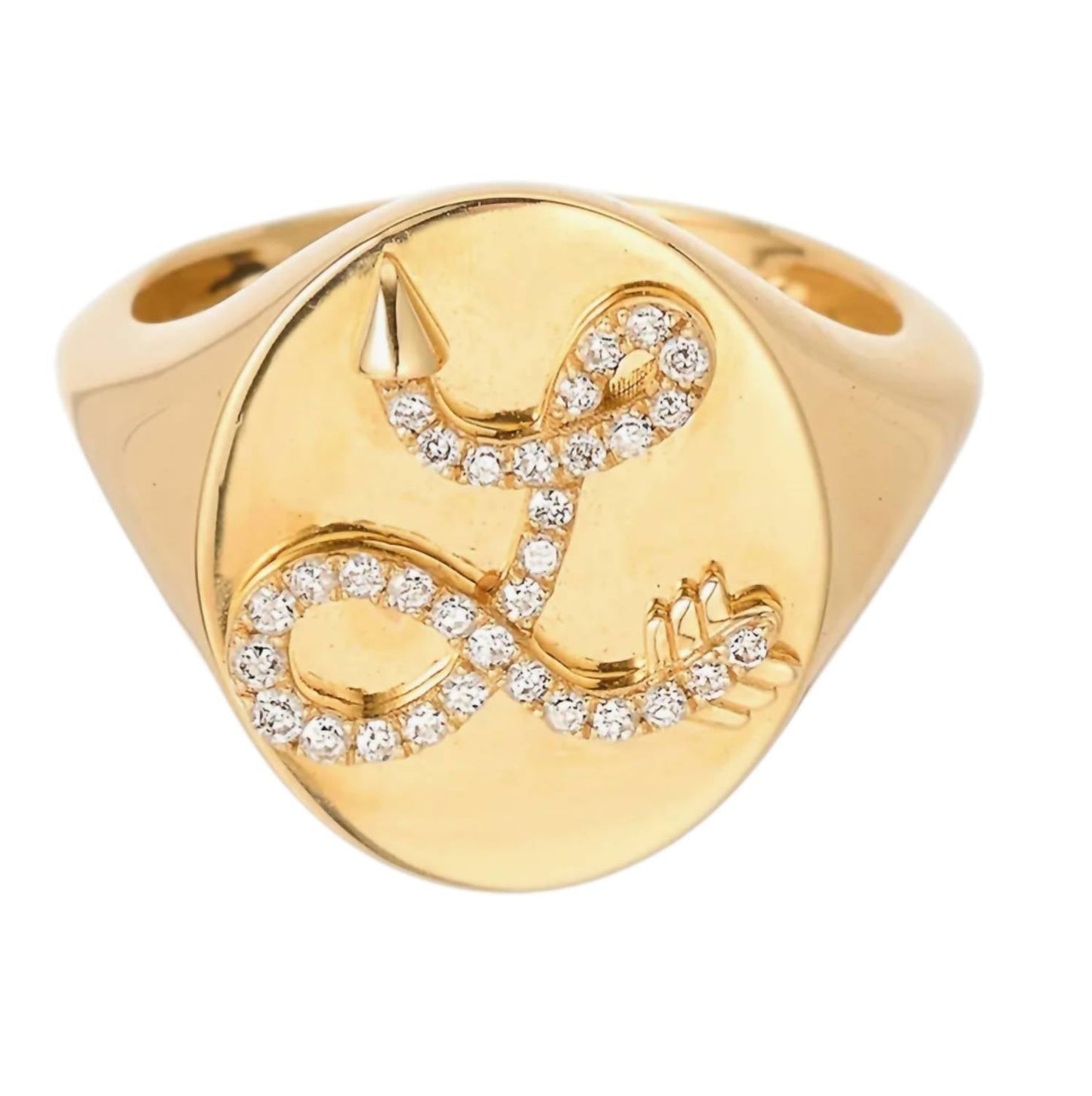 Adina Reyter - Women's Diamond Arrow Initial Signet Ring - L