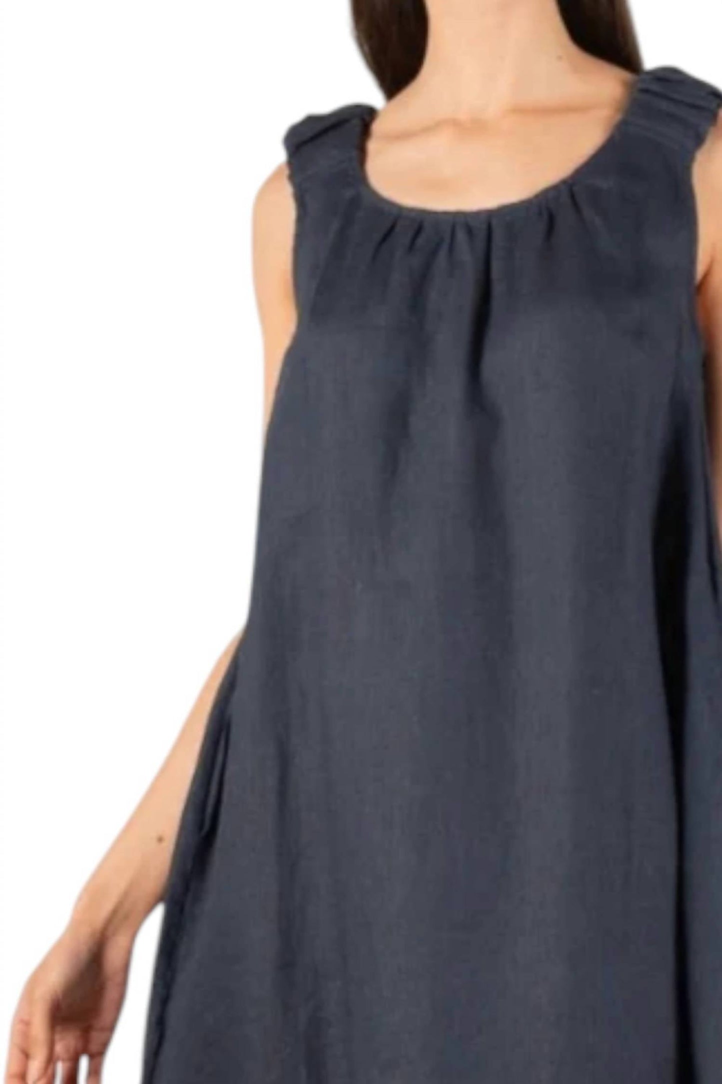Before You Collection - Linen Scrunchie Strap Harem Dress