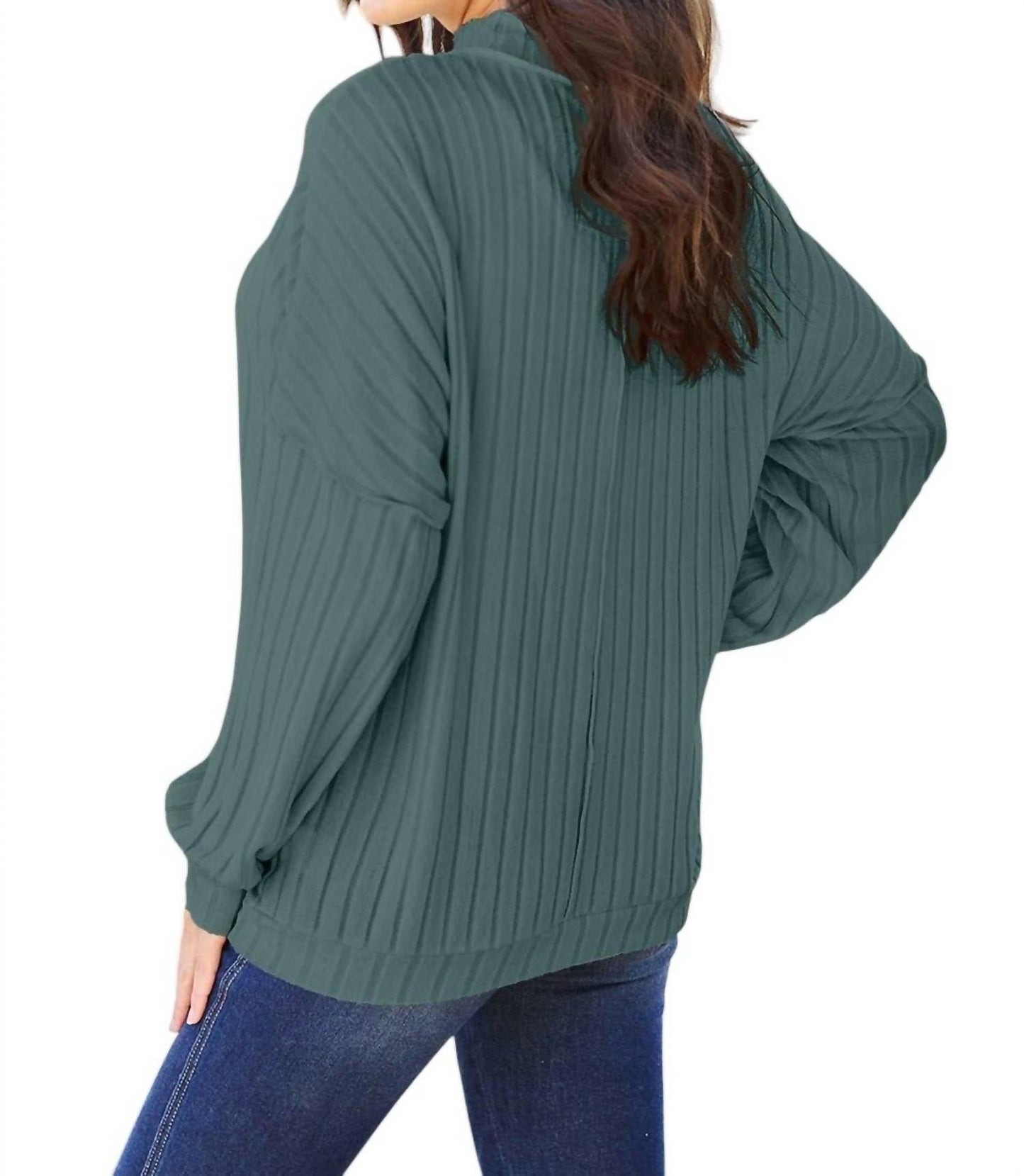 Basic Bae - Sleek Ribbed Mock Neck Knit Top